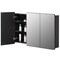 Basicwise 3-Door Aluminum Bathroom Medicine Cabinet, Round Corner Framed Door - Versatile Recessed Medicine Cabinet or Surface Mount, Mirrored Door Cabinet with Adjustable Glass Shelves, Matte Black